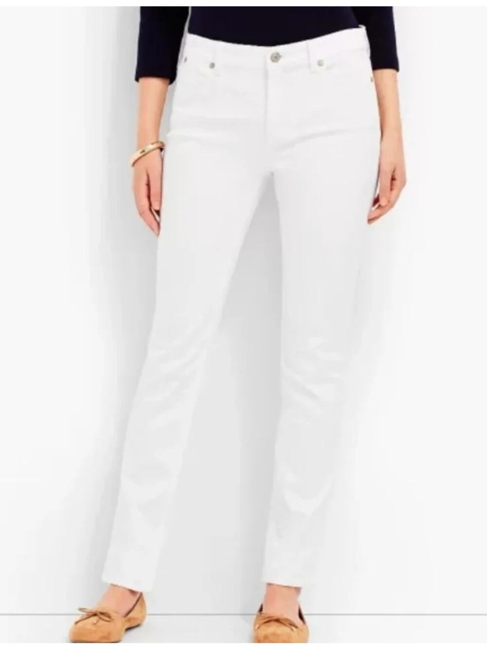 Talbots 8 White Flawless 5 Pocket Straight Jeans Coastal Chic Casual